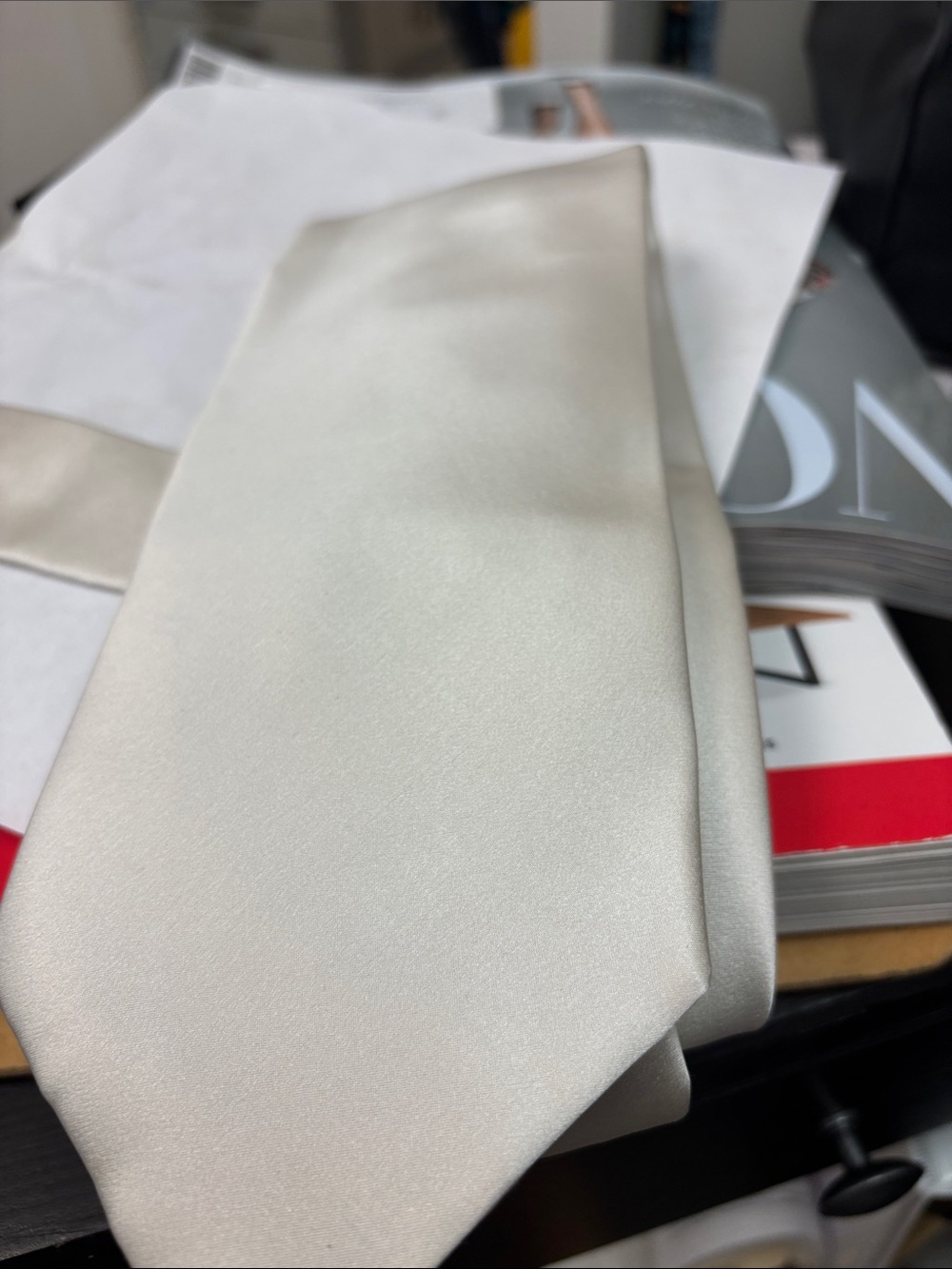Nautica Cream Satin Solid Men's Tie- NWOT
